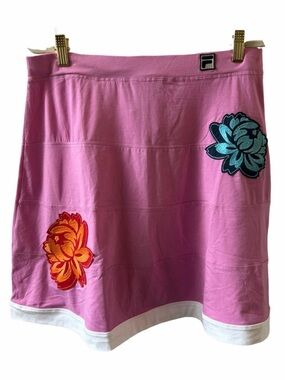 Fila A-Line Skater Skirt Light Pink Size Medium Appliquéd Flowers NEW W/ Tags